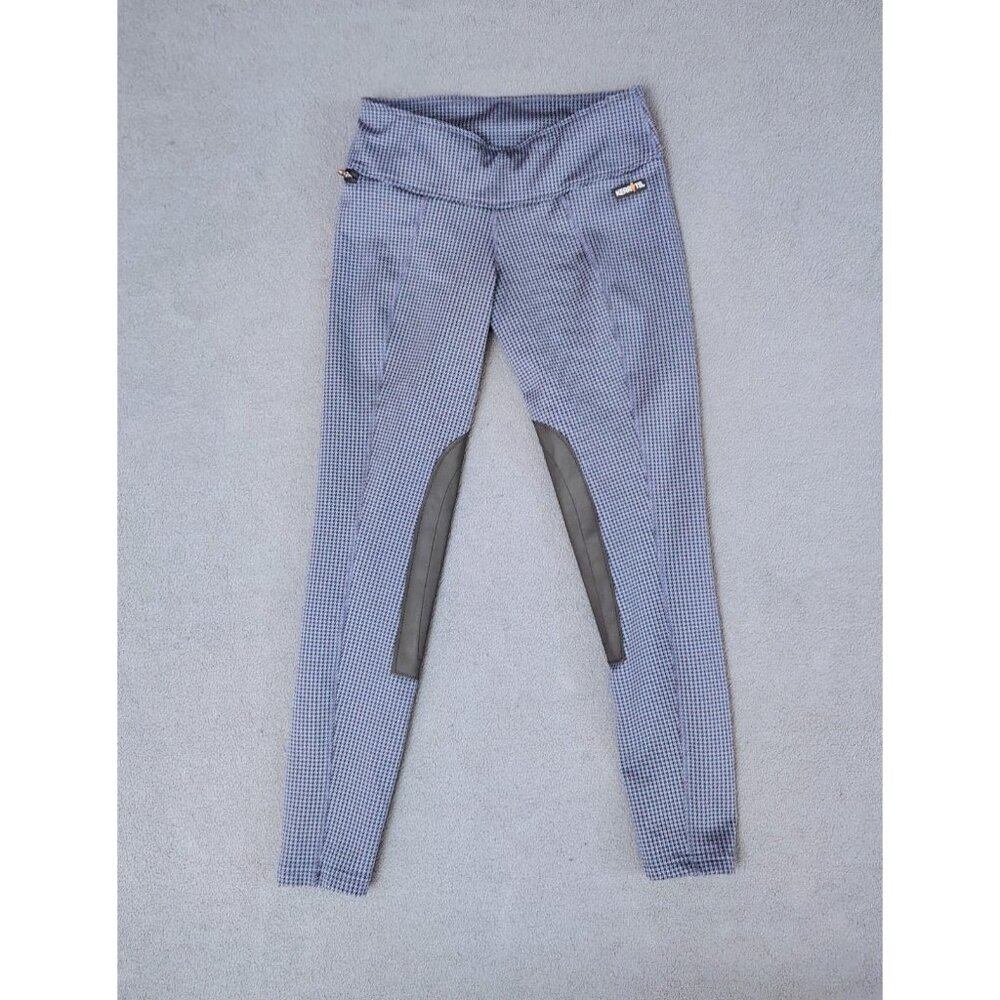 Kerrits Women's Riding Pants Breeches Sz (S) Herringbone Blue Black Knee Patch